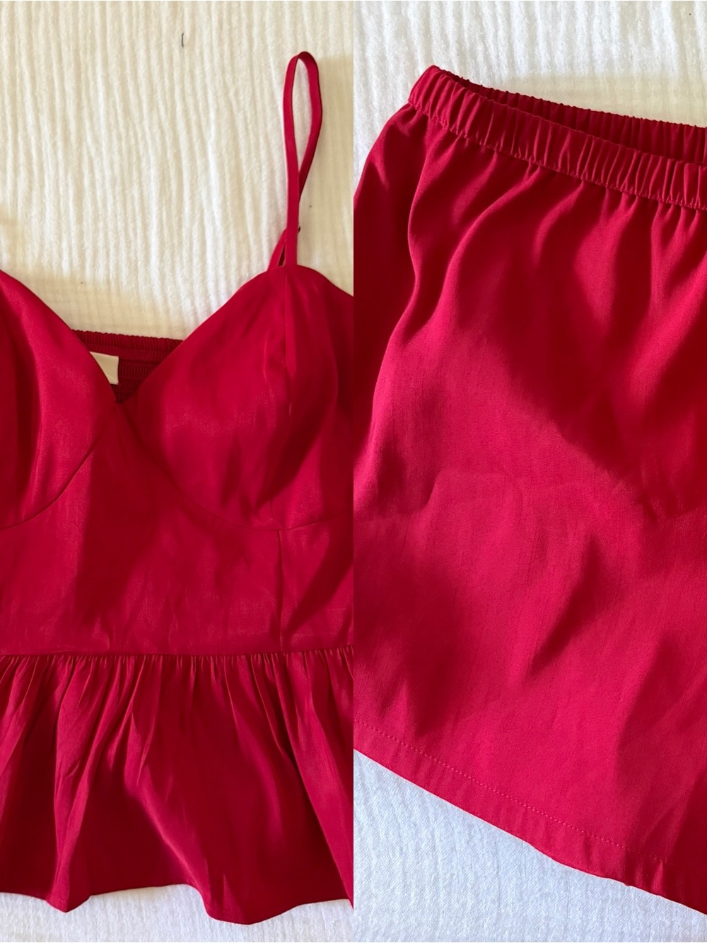Women’s Red Peplum Cami Top + shorts